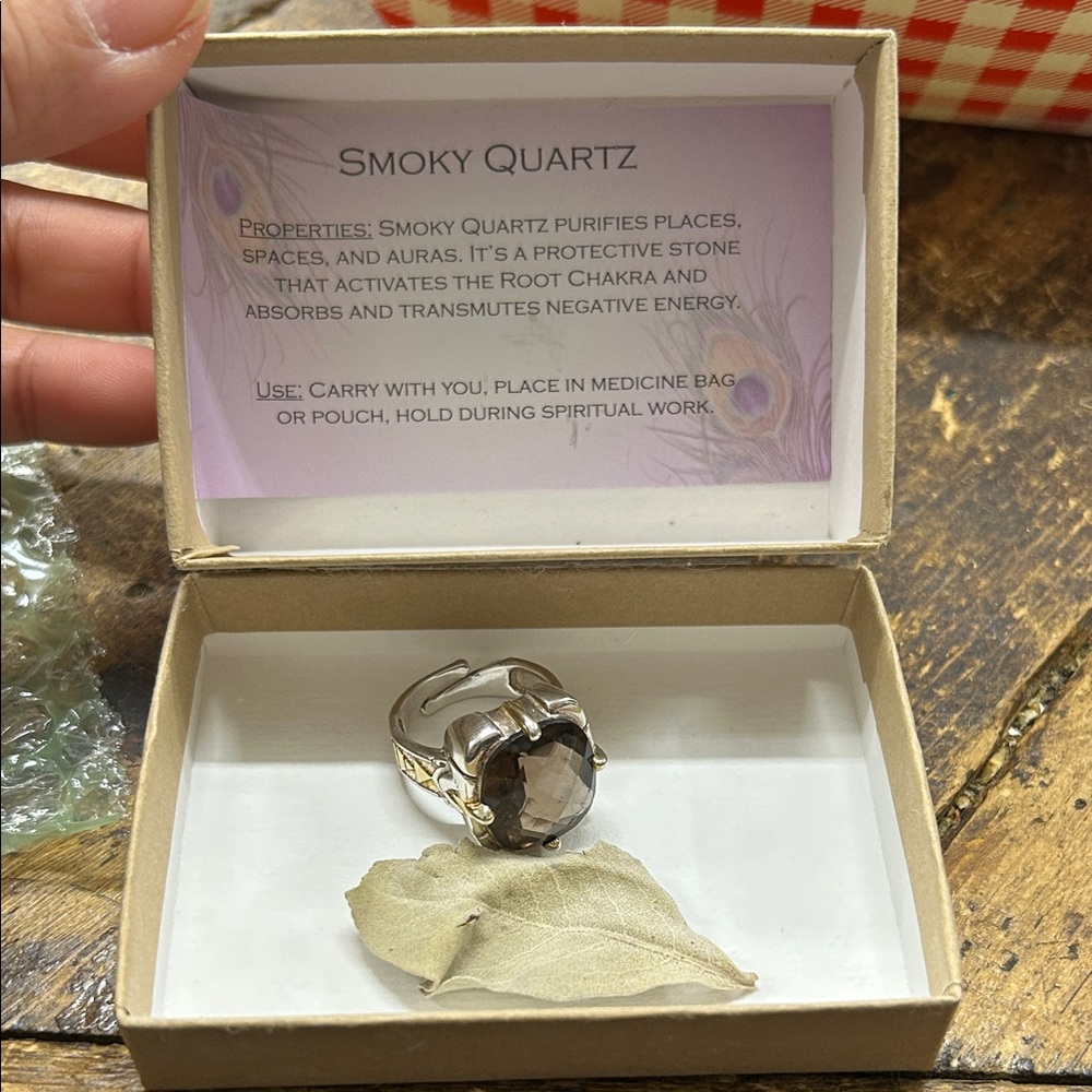 Sage Goddess Smoky Quartz Fire Priestess Ring Adjustable Statement